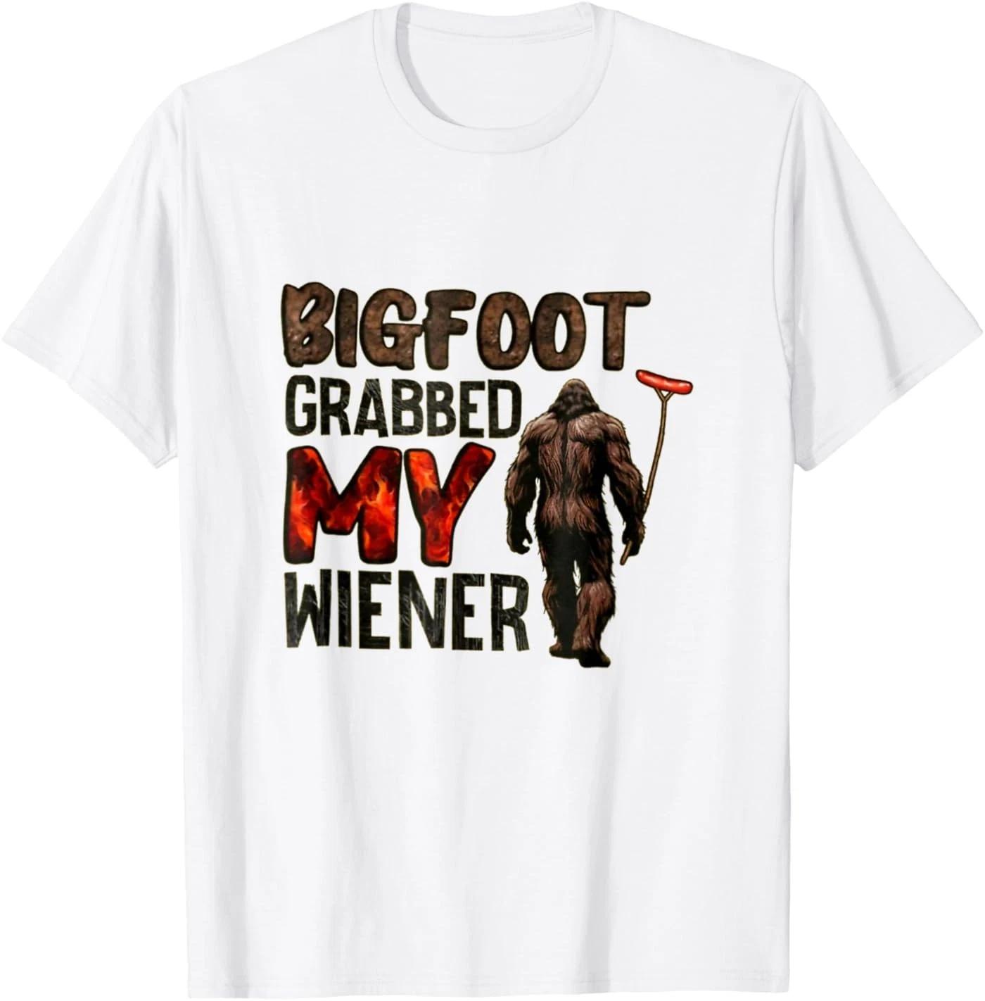 Funny Retro Bigfoot, Bigfoot Grabbed My Wiener Design T-Shirt 2XL