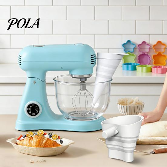 Dry Ingredient Pouring Funnel Flour And Bowl Cover for Kitchen Aid Mixer, Mess Free Silicone Collapsible Shield Attachment, 3 in 1 Mixer Accessories