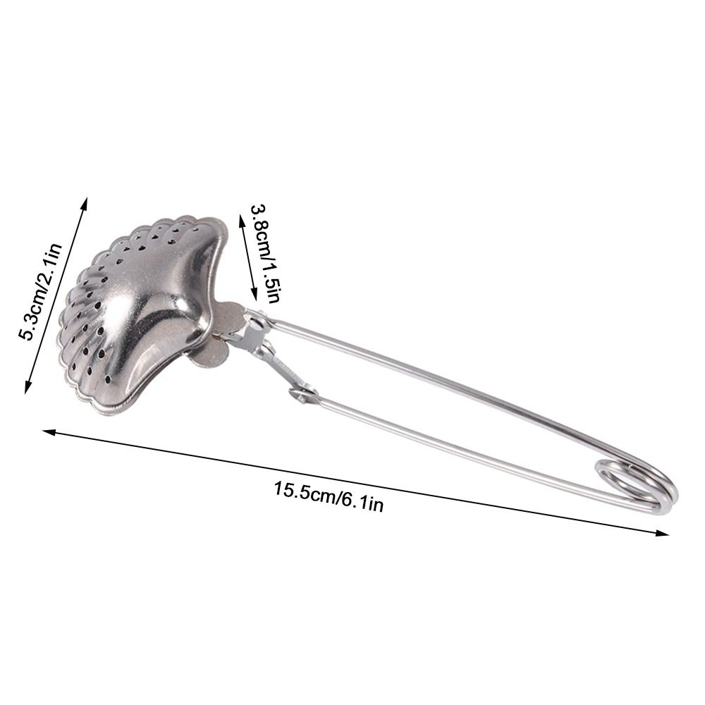 Stainless Steel Loose Tea Infuser With Handle Seashell Snap Design Tea Strainer Filter Pincher Style Loose Tea Steeper