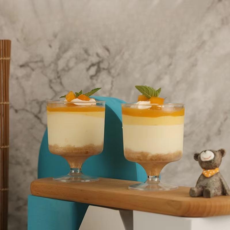 10/20PCS Disposable Dessert Cups Plastic Dessert Cups with Spoons Mousse Ice Cream Appetizers Pudding Party Supplies