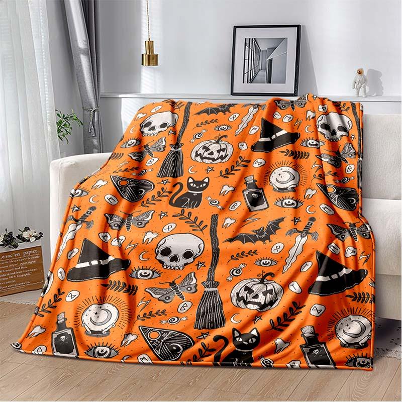 Halloween Terrifying Pumpkin Surprise Soft Blanket Home Room Sofa Bed Warm Travel Picnic Leisure Office Oversized Gift Blanket