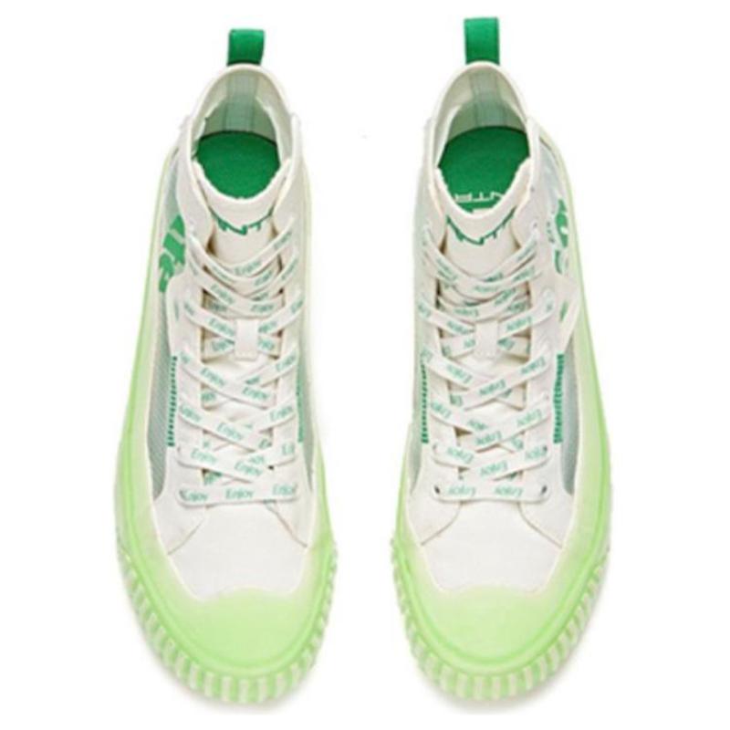 Anta X XUEBI Slip Resistant, Abrasion Resistant, Breathable Coverage High Top Canvas Shoes Men's White Green Sneakers