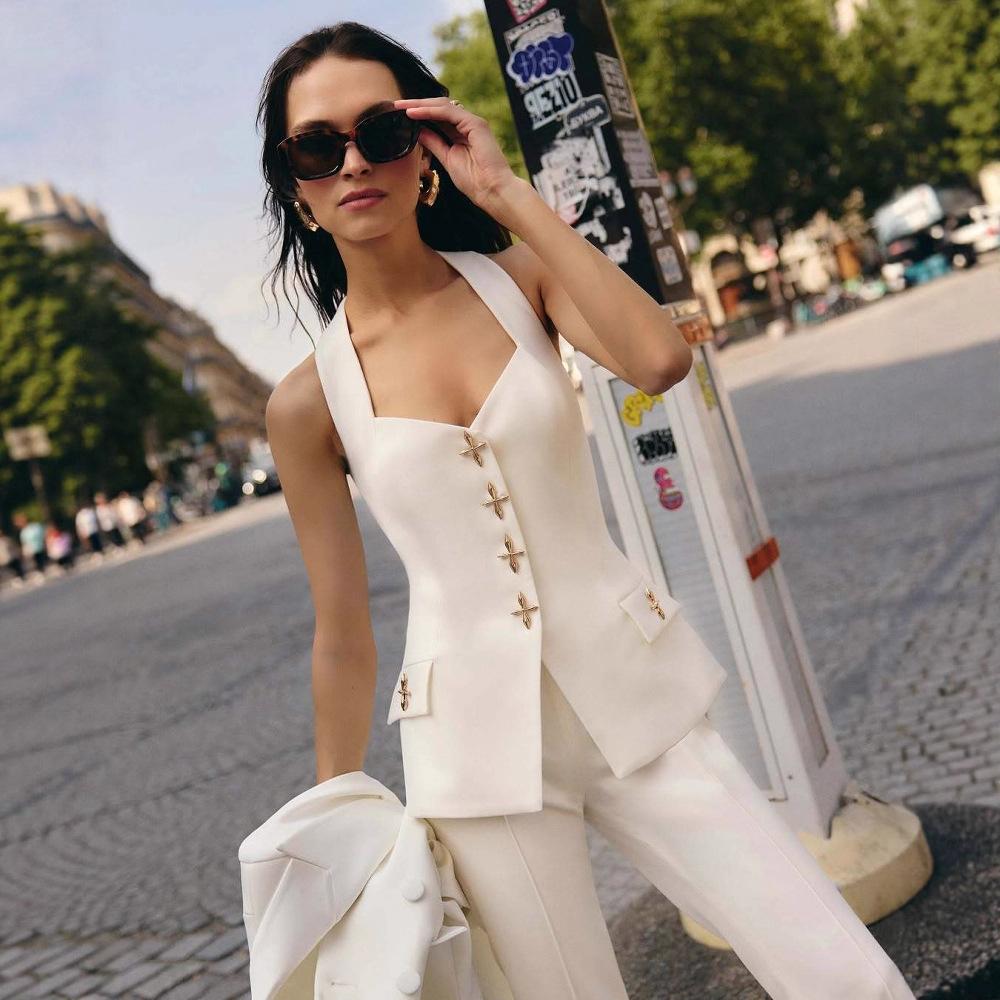 2025 Europe and the United States Close the Waist and Look Thin, Loose and Comfortable Temperament, Commuter Professional Wide-leg Pants, Top and