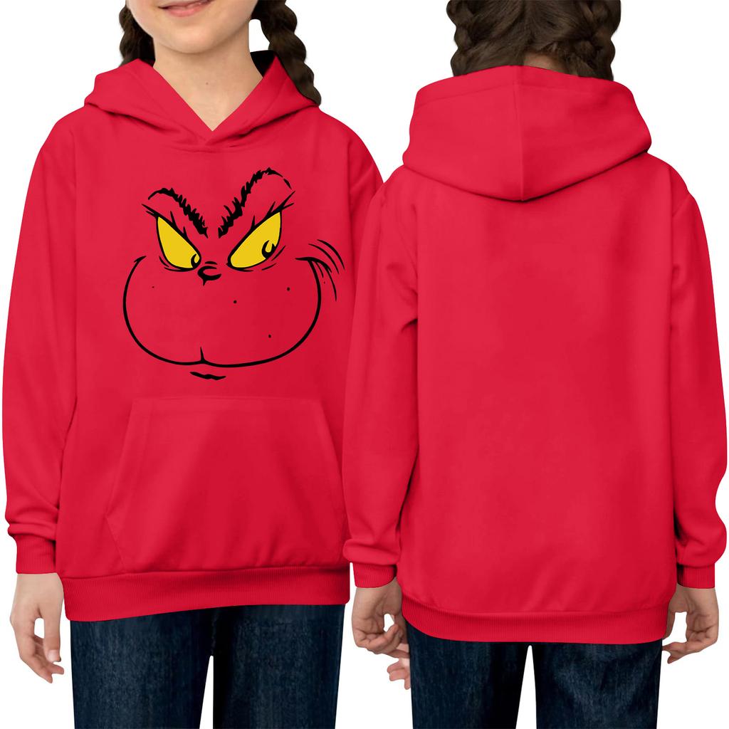 Children's Long-sleeved Loose-fitting Pullover Hoodie With Drawstring And Solid Color