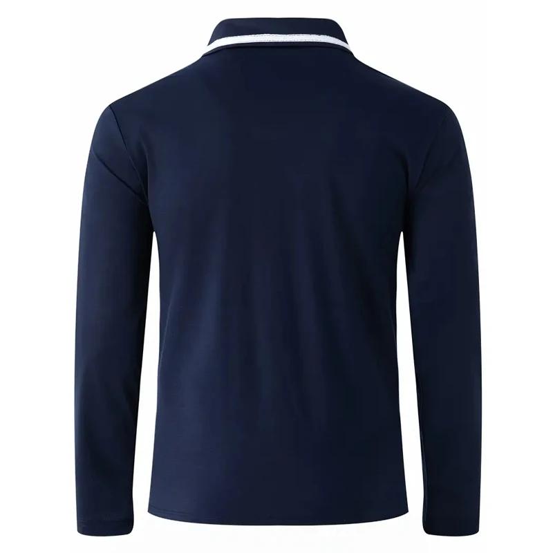 Modne Męskie Modne Koszulki Polo z Długim Rękawem Jednolity Kolor Cyfrowy Nadruk Casualowy Codzienny Design na Wiosnę i Jesień