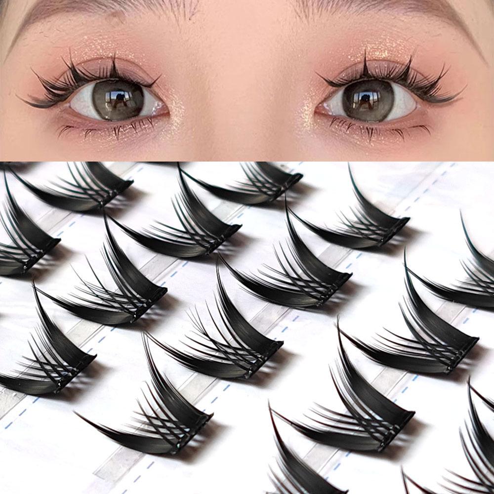 Butterfly Girl Adhesive-Free Sunflower Manga V-Shape Natural False Eyelashes for Halloween Cosplay