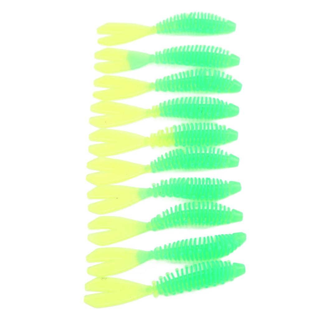 10Pcs Fishing Soft Lures Double Tails Design Soft Vivid Lifelike Appearance Spiral Stripe Fishing Lures for FishingD