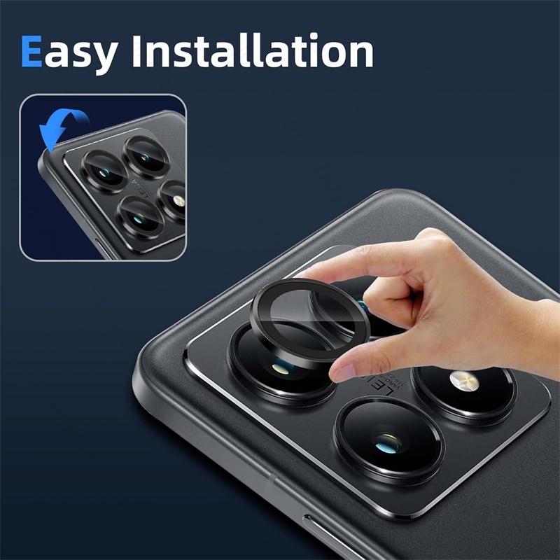 4Pcs/lot Black Metal Ring+Tempered Glass Lens Protector for Xiaomi 14T / 14T Pro  14TPro HD Clear Glass Camera Film