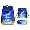 Astro Bot Cartoon Pattern Backpack Shoulder Bag Pencil Case Three Set Piece