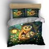 Cute Owl Family Decorative Set Bedding Set with 1 Duvet Cover 2 Pillowcases Single Double King Queen Gift