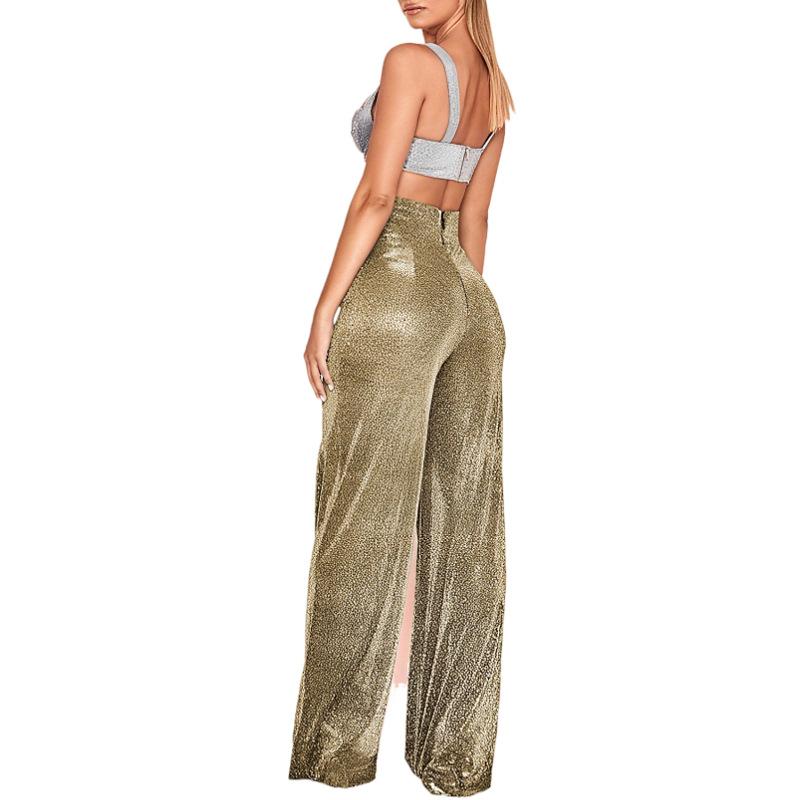 Women's Personalized Street High Waist Hot Silver Wide Leg Pants