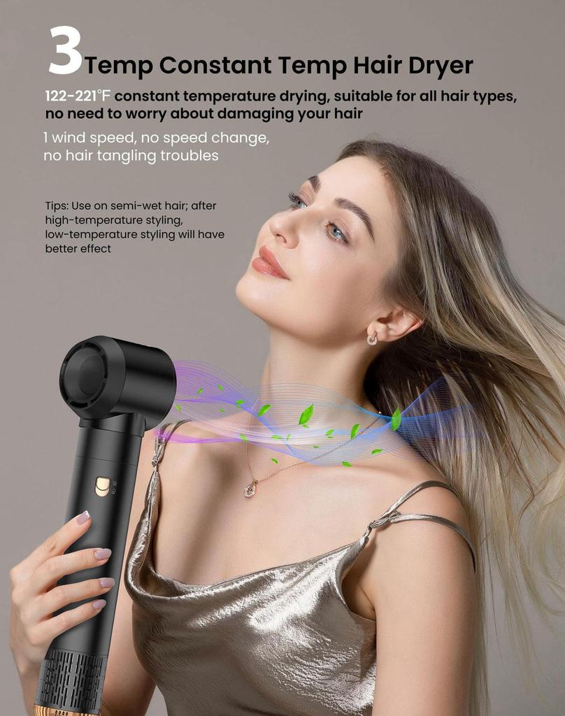 New Multi-Functional 5-in-1 Hair Dryer & Hot Air Brush with Adjustable Temp & Auto Curling