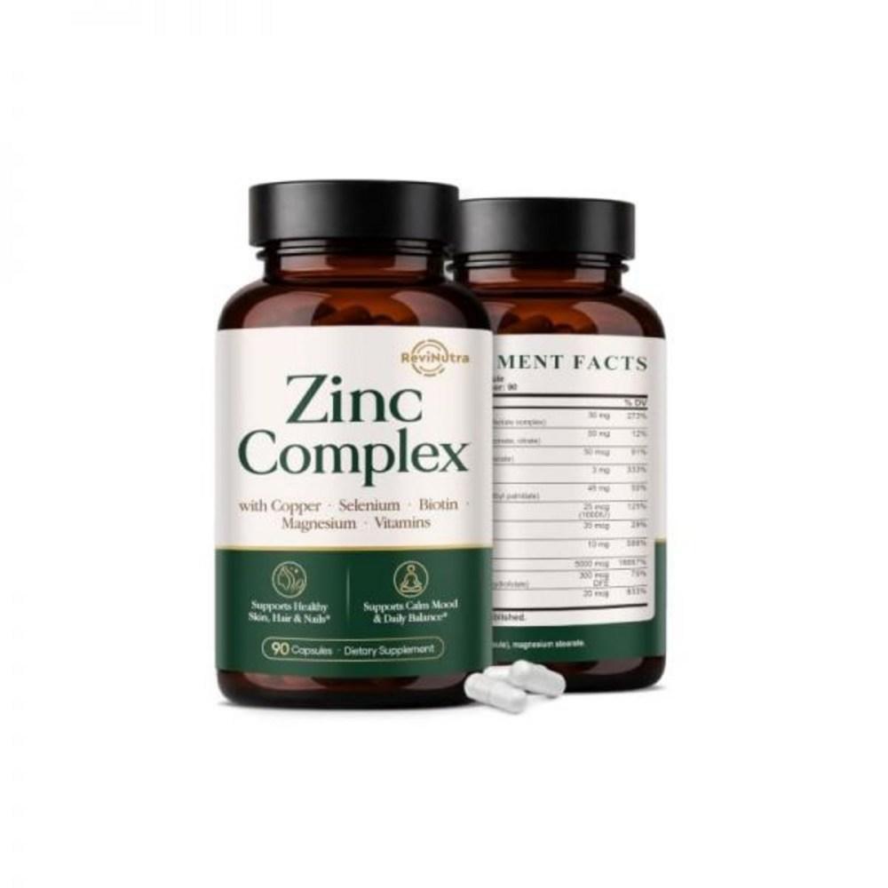 Zinc 30mg (Contains Copper, Selenium, Magnesium, Vitamin C, D3, K2, B6, B12, Biotin, Folic Acid) Chelate Complex (For Women and | 30mg