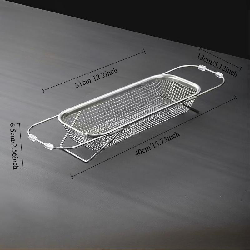 Stainless steel drain basket, kitchen sink, retractable vegetable washing basin, tableware, bowls, chopsticks, drain rack
