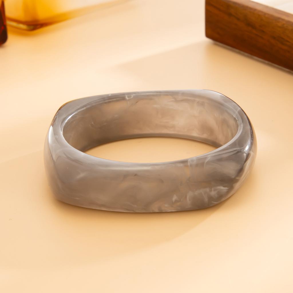 Design Sense Marble Texture Acrylic Wide Bracelet, Exaggerated Irregular Smudge Resin Bracelet
