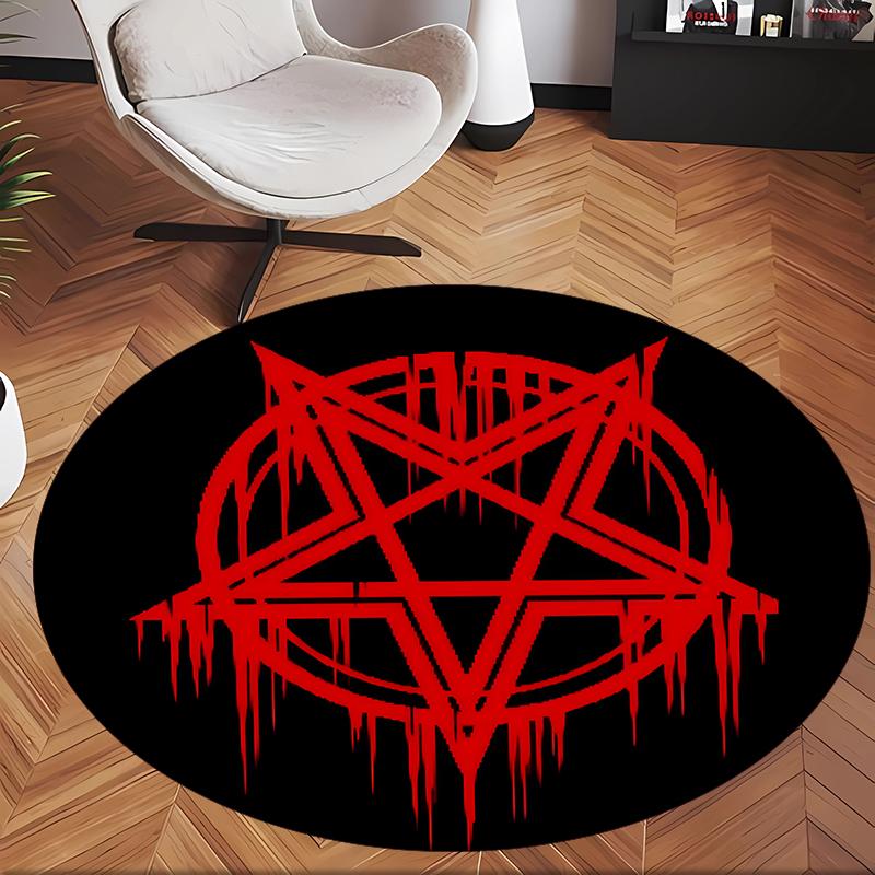 Satan Culture Horror Gothic (5) Round Office Rug Decorative Floor Rug for Office Bedroom Living Room and Home Space