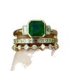 Legierung Cubic Zirkonia und Smaragd Edelstein Ring Set