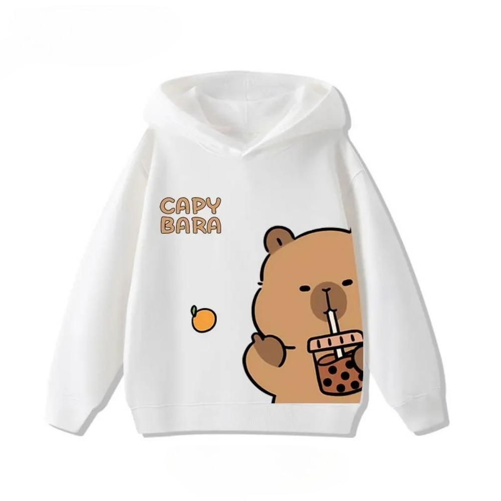 Cartoon Cute Capybara Print Children's Hooded Hoodies Sweatshirt Casual Fashion Boy Girl Clothes Kid Fleece Pullover Autumn