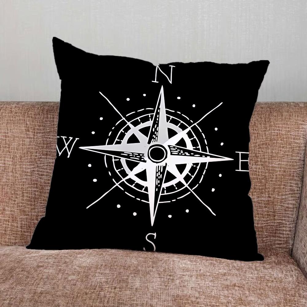Anchor Compass Nautical Sailor Pillow Case For Home Bedroom Car Office Decoration Living Room Sofa Cushion Cover Suitable