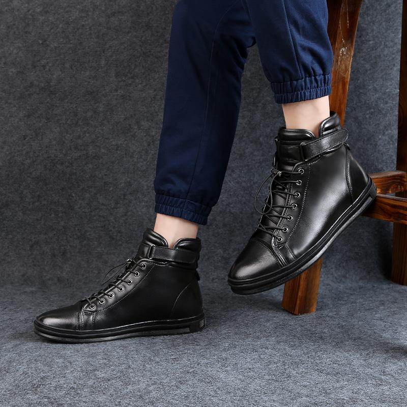 Buty męskie na deskę z wysoką cholewką Jesienno-zimowe Modne wszechstronne style projektowe Impreza biurowa outdoor ciepłe Buty ze skóry naturalnej