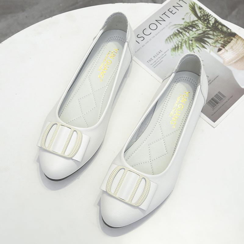 Middle-aged and Elderly Single Shoes Women's Elderly Shoes Low-heeled Thick-heeled Pointed Toe Shallow Mouth Work Shoes