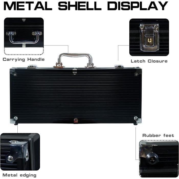 CCLIFE Jeu de Jetons de Poker,300 Jetons avec Boîtier en Aluminium,Cartes à Jouer,dés,Dealer