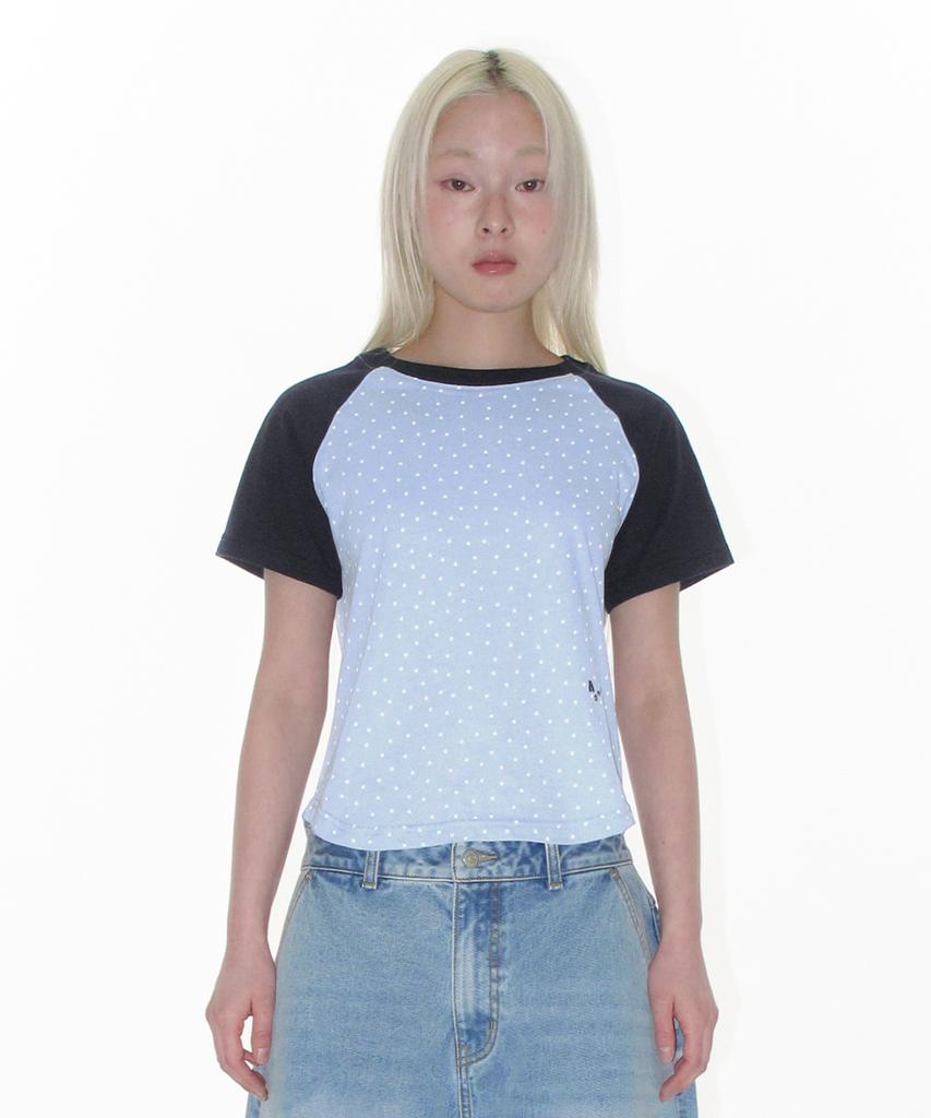 AMES-WORLDWIDE Twinkle Raglan Crop Tee Blue