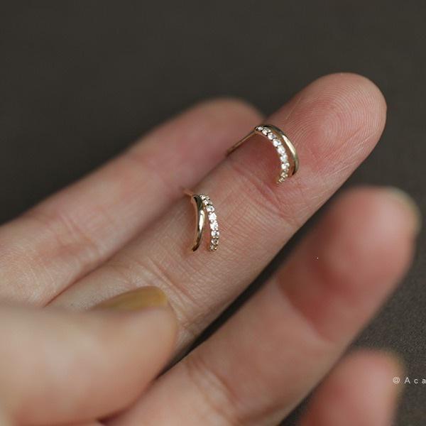 14K Gold-Plated Sterling Silver Zircon Stud Earrings Gold Pair (with Silver Ear Studs)