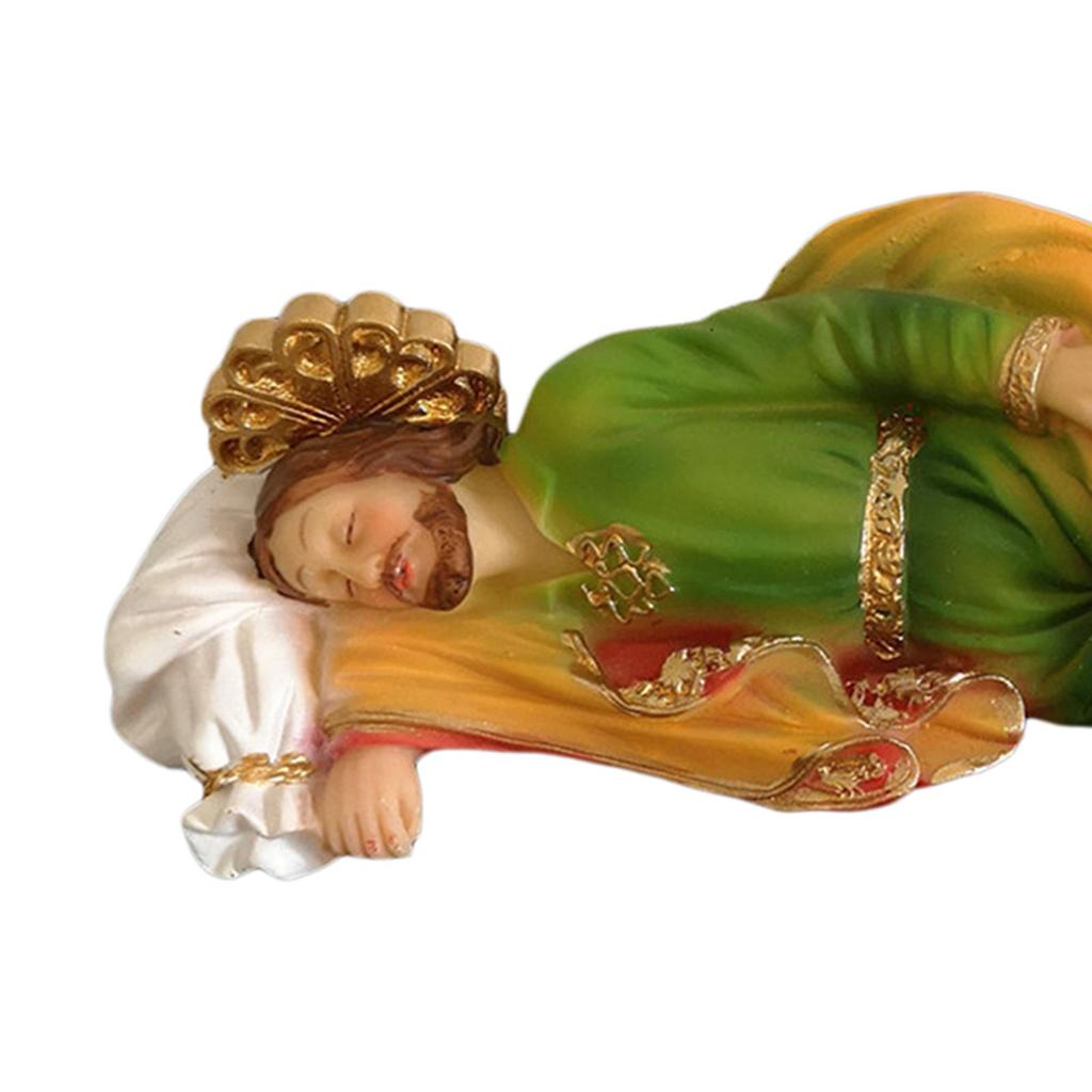 Sleeping Joseph Statue Tabletop Display Religious Artwork Ornament Religious Sculpture for Office Church Tabletop Shelf Car