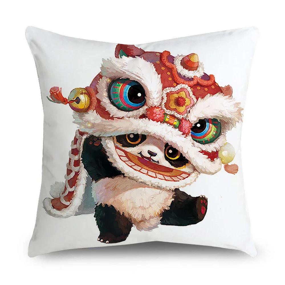 Pillowcase Office Decor Cushion Cover Cute Panda Pattern Home Square