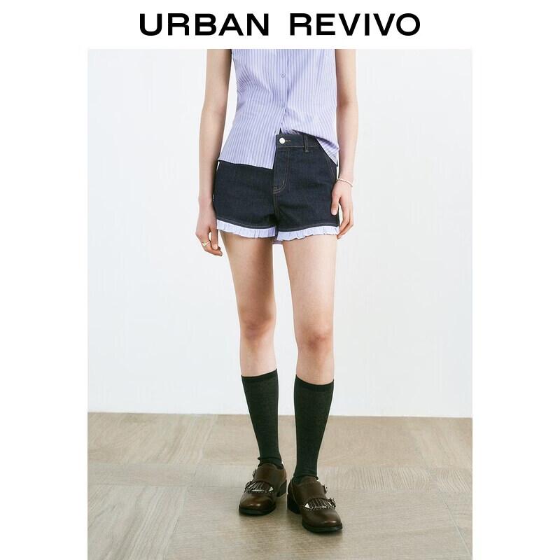 UR2026 Women s Washed Patchwork Denim Shorts 28