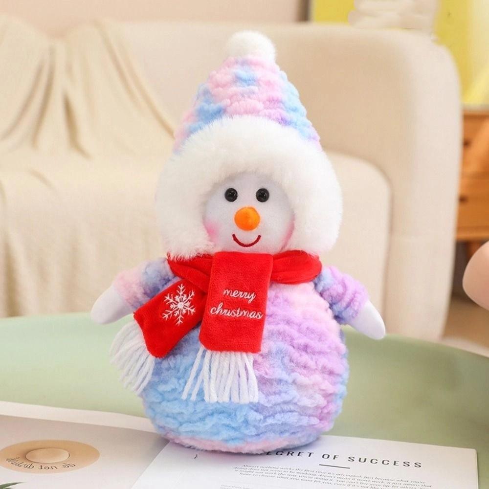 35cm Santa Claus Plush Toys Cartoon Snowman Stuffed Dolls Scarf Snowman Plush Toy  Home Decoration