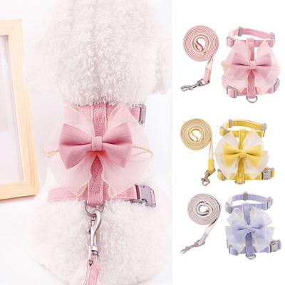 Pet Chest Strap Back Bowknot Lace Detachable High Elasticity Adjustable Anti-lost Not Break