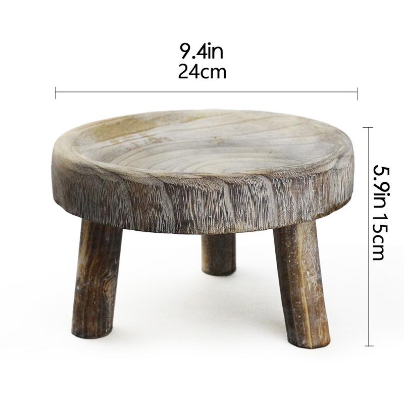 1pcs Wooden Stand For Indoor Plant Round High Stool Modern For Living Room Decorative Mini Wooden Side Table Bonsai Holder