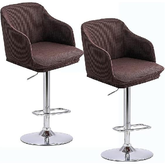 Dining Chair Covers Slipcover with Armrest Curved Back Accent Kitchen Chair Slipcover Modern Arc Shaped Armrest Counter Height Bar Stools Covers Back