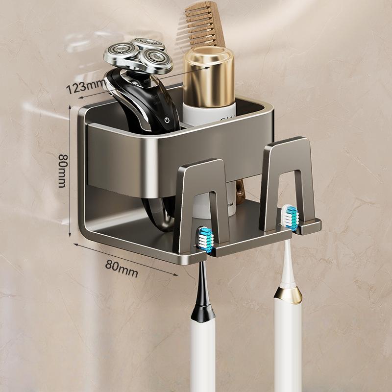 

Wall Mounted Toothbrush Holder & Bathroom Organizer - Space Multi-Functional Storage Shelf for Home Bathroom Accessories