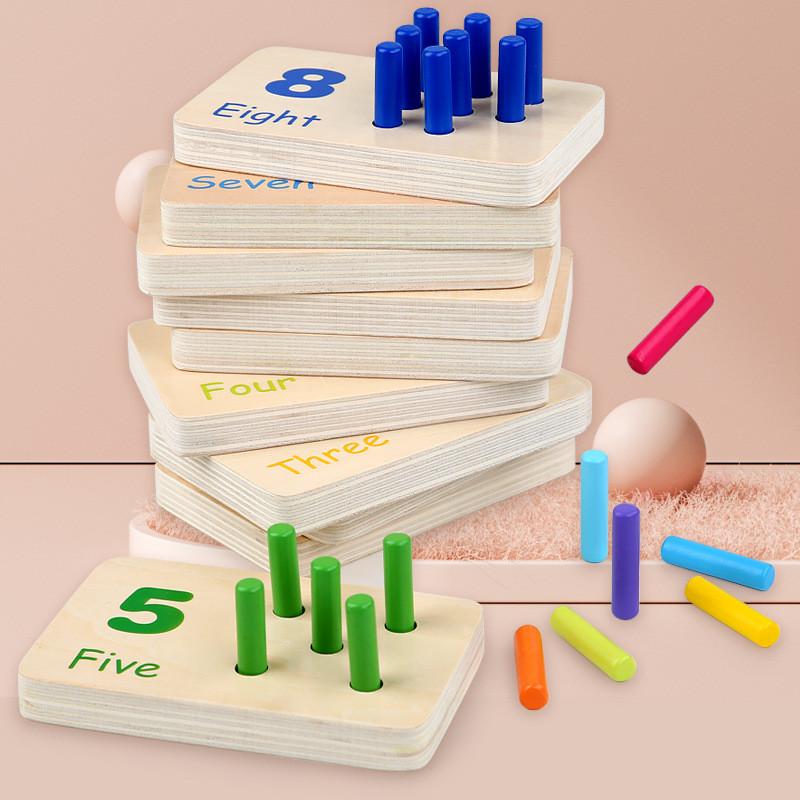 Math Wooden Insert Stick Puzzle With Color Matching Toy For Educational Kids