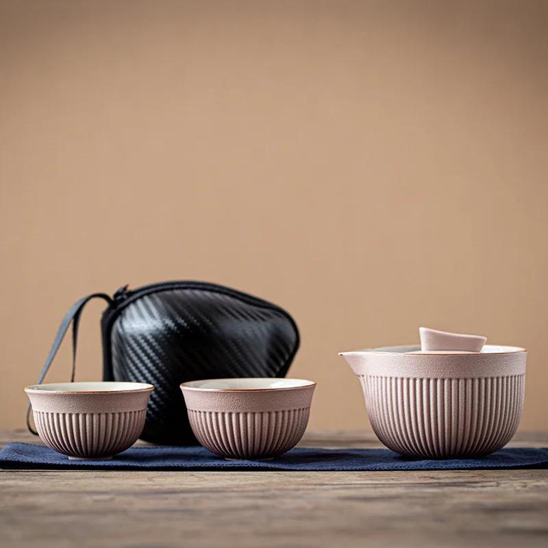 Travel Teaware Sets Ceramic Outdoor Camping Tea Making Tools with Portable Storage Bag Personalised Teacup Teapot
