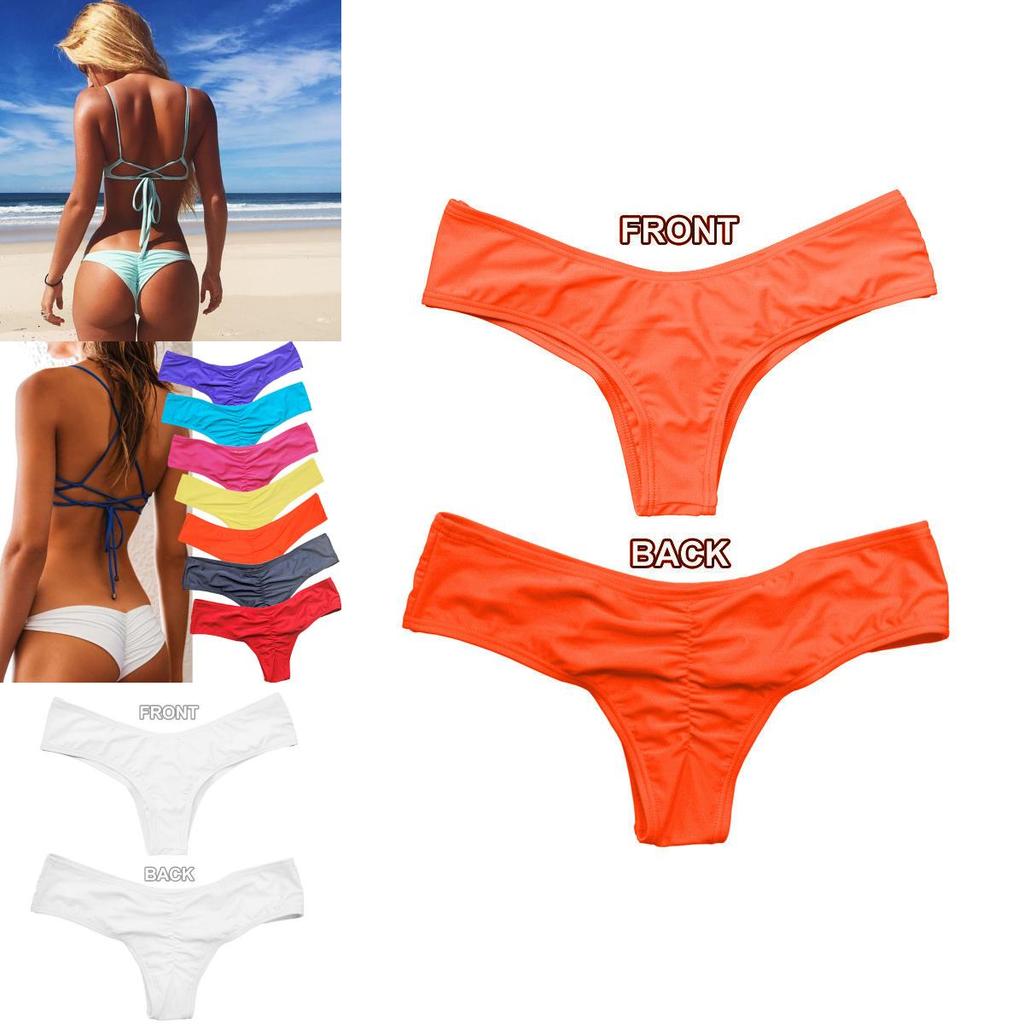 Luxurious Women Brazilian G-string Briefs With Elegant Ruffles For Beachwear