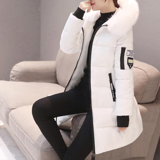 Cappotto invernale da donna in cotone Imbottito imbottito imbottito con cappuccio di media lunghezza antivento caldo tasche con cerniera Zip manica lunga tinta unita Slim Fit Lady