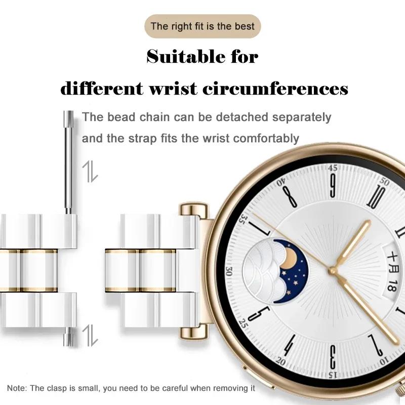 18mm Ceramiczno-Metalowy Pasek Do Huawei Watch GT5 Pro 42mm GT6-5 41mm Damska Luksusowa Bransoletka Opaska Na Nadgarstek Do Huawei Watch GT6-5-4 41mm