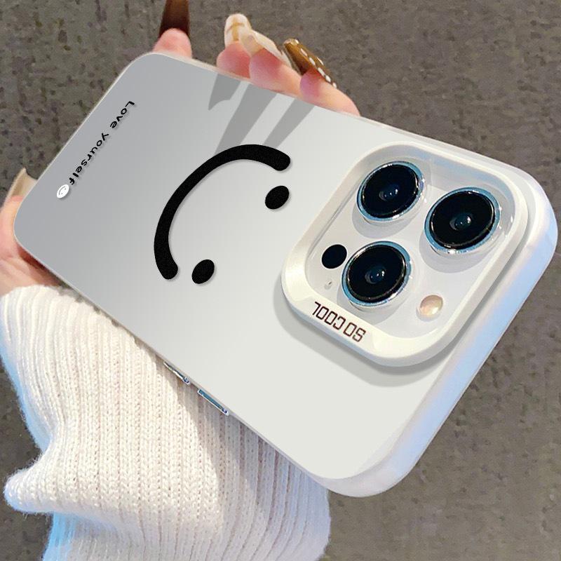 Trendy 17 Apple 15 Pro Max Phone Case - Happy Face, High-End Feel, Full Coverage for 14/13/12 Models