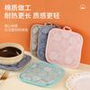 Heat Resistant Oven Gloves With Insulated Pad Set Baking Microwave Kitchen Use Cotton Linen Blend Modern Geometric Design