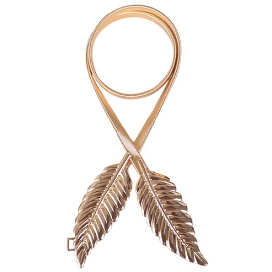 

Женский пояс в винтажном стиле с рисунком листьев, эластичная застежка, металлическая талия, женский пояс золотистый