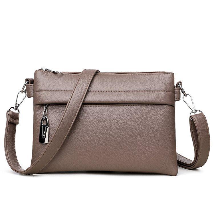 

Маленькая квадратная сумка с двойным плечевым ремнем, простая одноплечевая кроссбоди 23*16*9 светло-коричневого