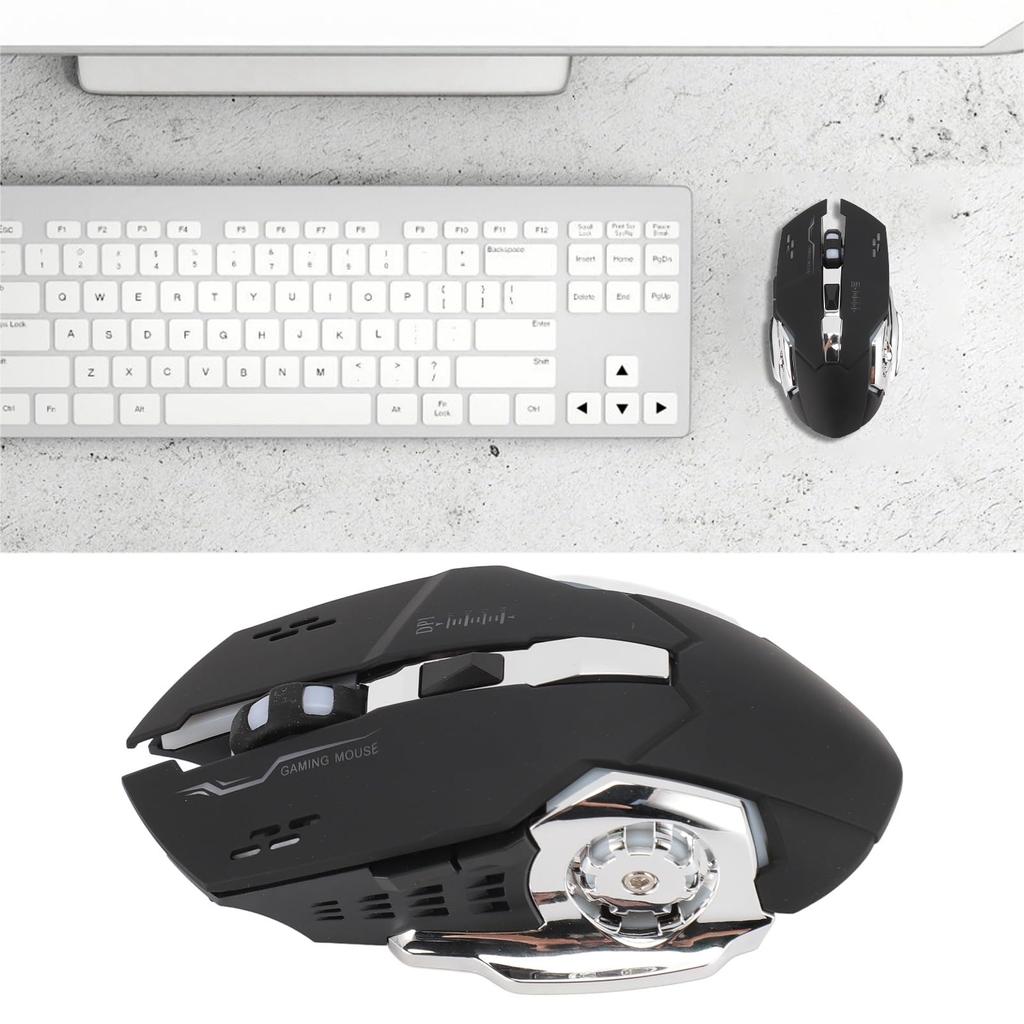 Wireless Bluetooth Mouse, 2.4GHz Rechargeable Silent Mouse with Optical Sensor, Adjustable DPI, Ergonomic Dual-Mode PC Mouse with Breathing Light