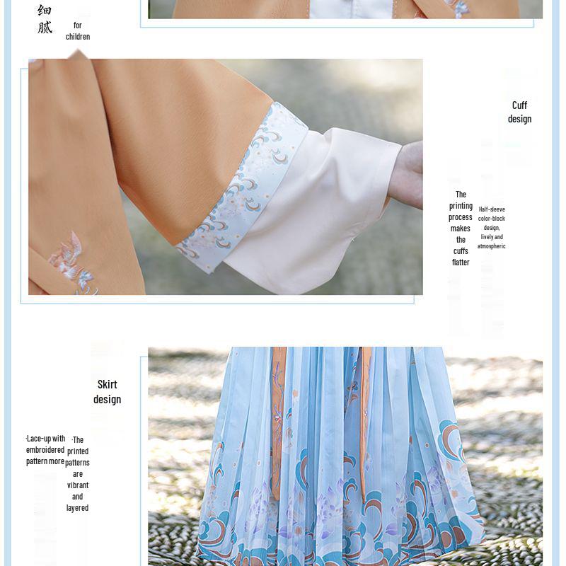 Hanfu Girls' Spring & Autumn Three-Piece Tang Suit: Chinese Style Fairy Ming Dynasty Children's Clothing