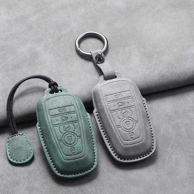 4 5 Buttons Leather Car Key Case Cover For Ford Fusion Mustang Edge Explorer Focus F150 F250 F350 F550 Escape For Lincoln Mondeo