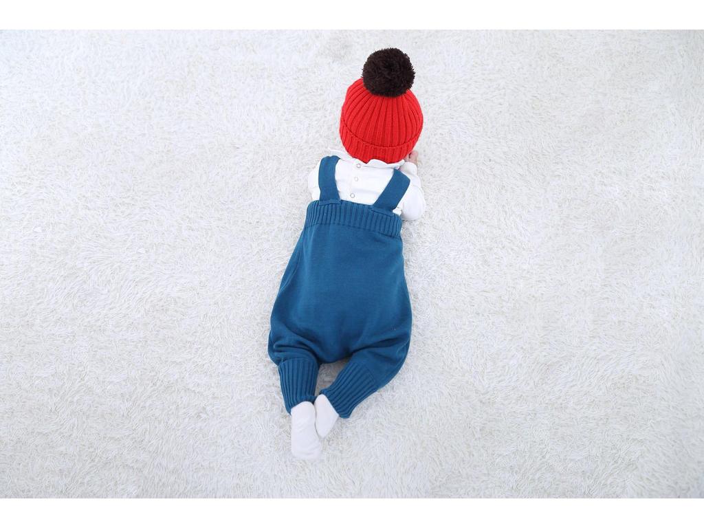 Gestrickte Baumwoll-Baby-Overalls mit offenem Schritt für 0-2 Jahre, Jungen & Mädchen, geeignet für Frühling/Herbst