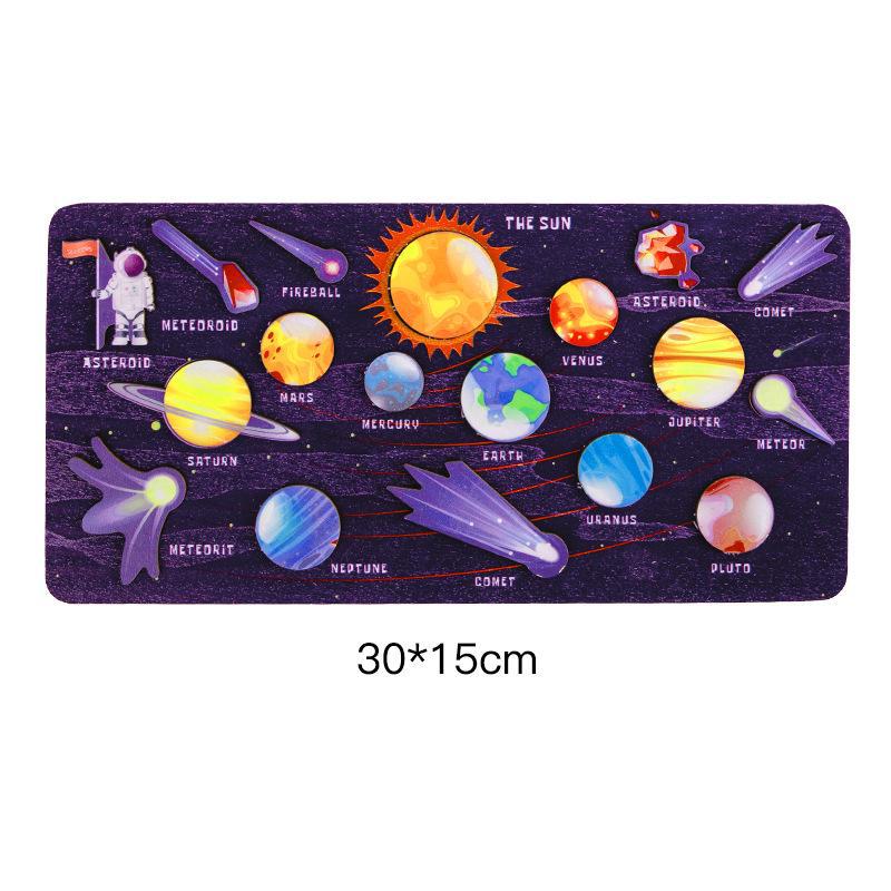 Quebra-cabeça de madeira do sistema solar: Brinquedo de educação infantil para a cognição do planeta